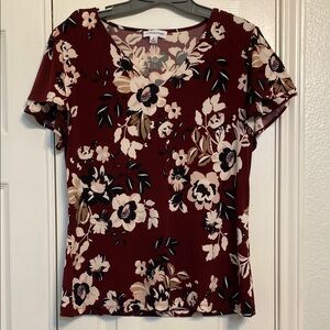 Calvin Klein Burgandy Short Sleeve Blouse